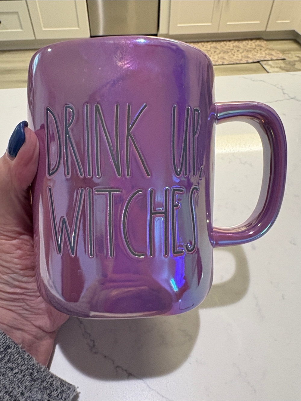 Rae Dunn Iridescent Purple 'Drink Up Witches' Mug